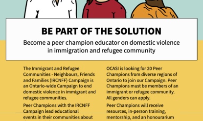 Apply to Be a Peer Champion Educator on Domestic Violence - IRCNFF Campaign