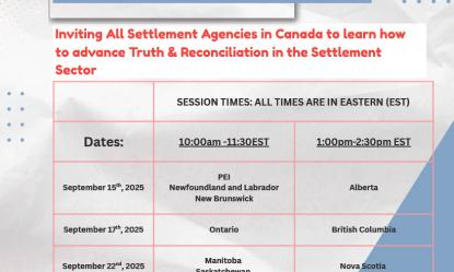 National Newcomer Collective for Truth & Reconcilation Virtual Meet and Greet with event schedule