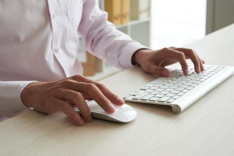 Professional person using a keyboard and mouse