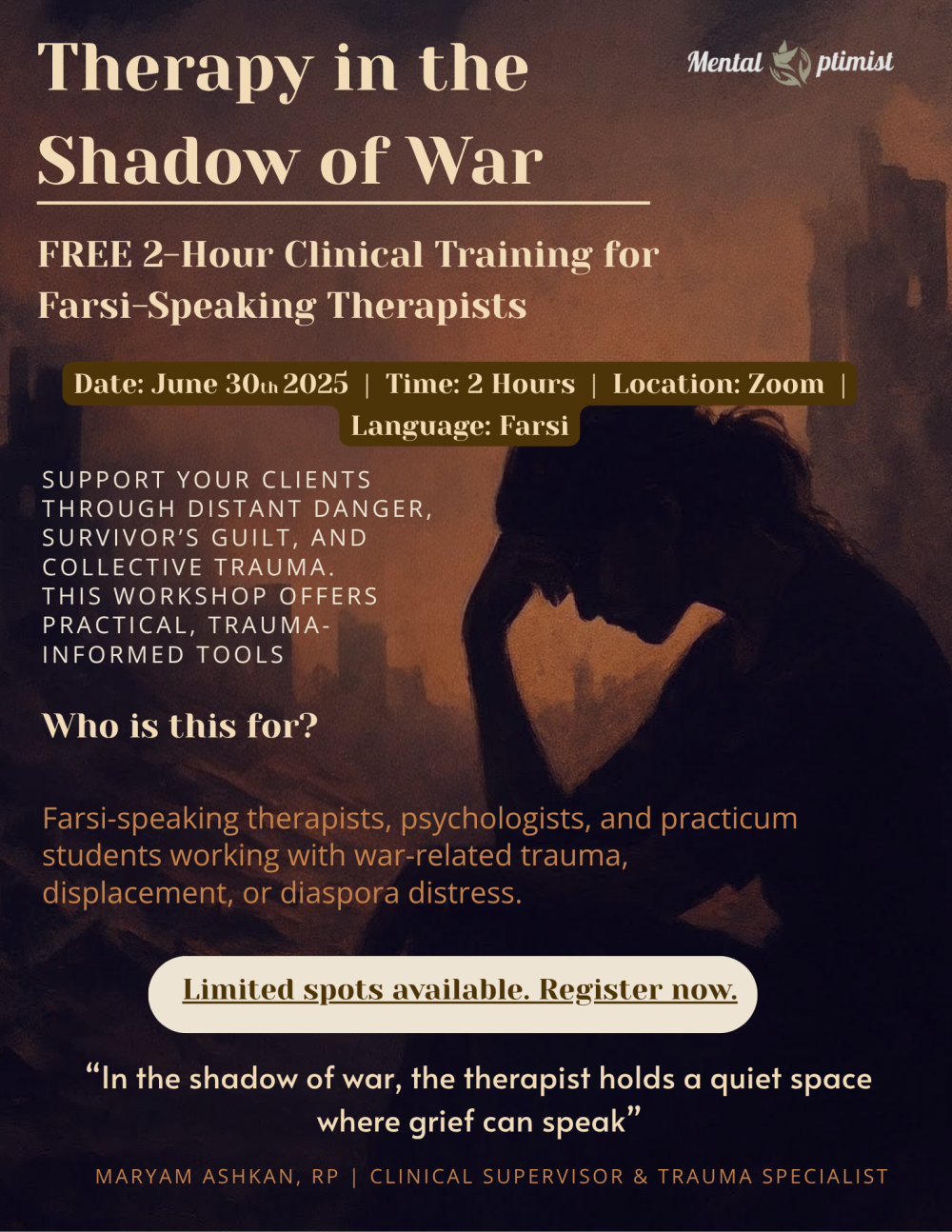 Therapy in the Shadow of War - Free 2-Hour Online Training for Farsi-Speaking Therapists