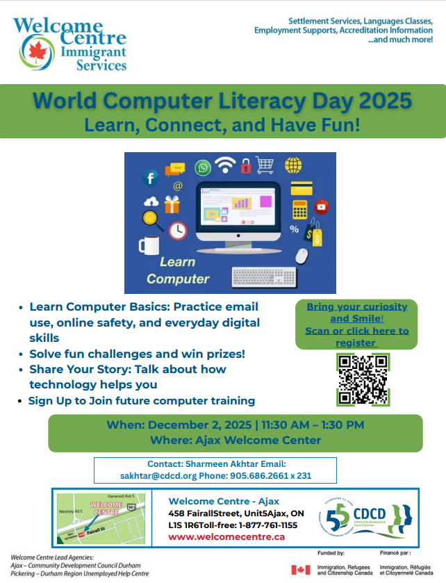 Learn Computer Basics:   Practice email use, online safety, and everyday digital skills  Solve fun challenges and win prizes!  Share Your Story: Talk about how technology helps you  Sign Up to Join future computer training
