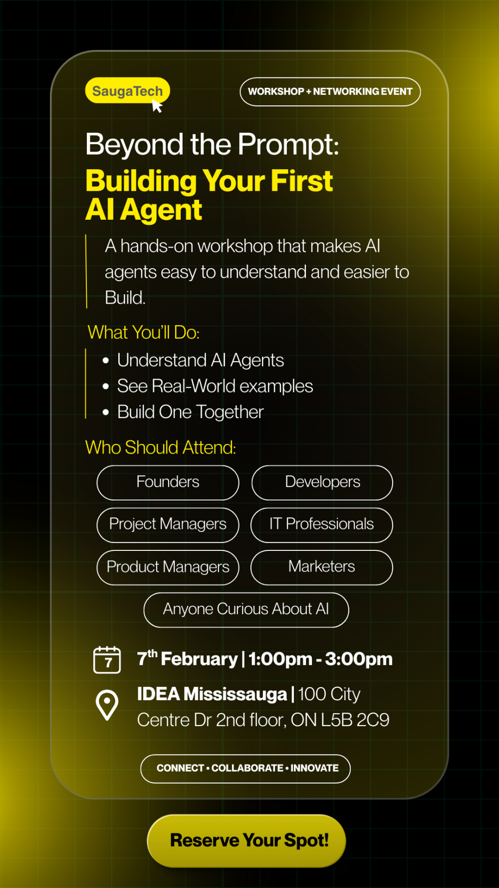 Invite for the Beyond the Prompt event at IDEA Mississauga, Square One, Mississauga